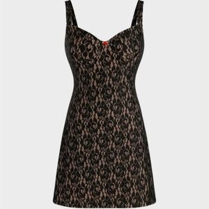 Cider Black And Nude Lace Mini Dress